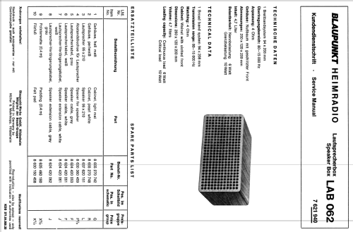 Lautsprecherbox LAB062 7.621.940; Blaupunkt Ideal, (ID = 1753007) Speaker-P