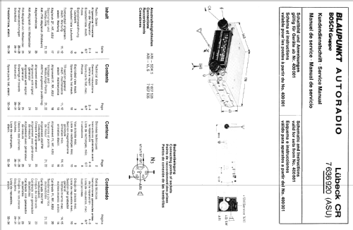 Lübeck CR 7.636.920 ab 400001; Blaupunkt Ideal, (ID = 600243) Car Radio