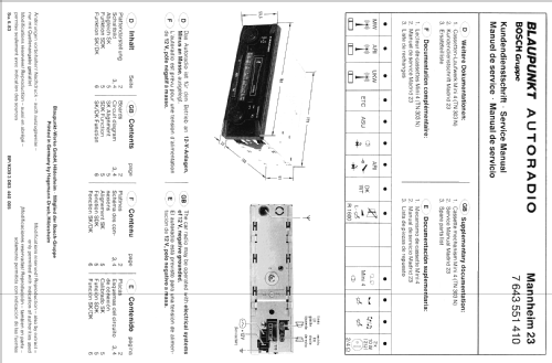 Mannheim 23 7.643.551.410; Blaupunkt Ideal, (ID = 612918) Car Radio