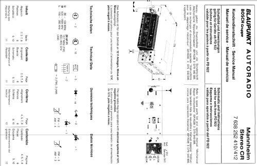 Mannheim Stereo CR 7.638.252.410/412 ab FD 922; Blaupunkt Ideal, (ID = 604266) Car Radio