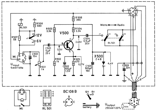 Mikrofonverstärker Ulm 7.607.334 ab 595001; Blaupunkt Ideal, (ID = 1171409) Ampl/Mixer