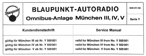 Omnibus Anlage München IV ab Y 502001; Blaupunkt Ideal, (ID = 1566020) Car Radio