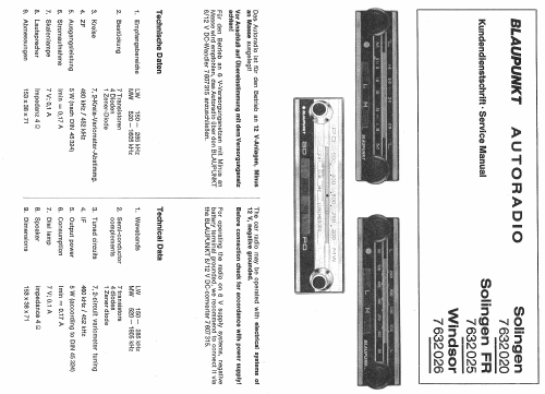 Solingen FR 7.632.025; Blaupunkt Ideal, (ID = 393928) Car Radio