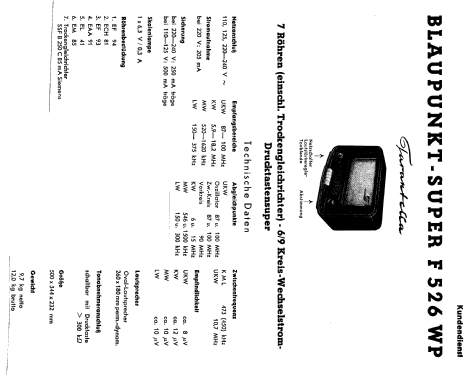 Tarantella F526WP; Blaupunkt Ideal, (ID = 85204) Radio