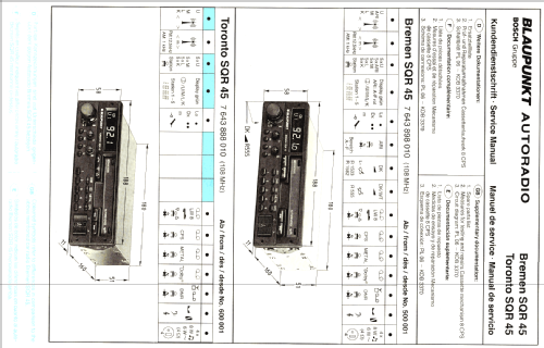 Toronto SQR 45 7.643.888.010 ab 600001; Blaupunkt Ideal, (ID = 615110) Car Radio