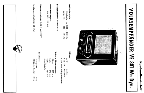 Volksempfänger VE 301 Dyn W ; Blaupunkt Ideal, (ID = 1843871) Radio