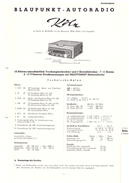 Köln ab G 850001; Blaupunkt Ideal, (ID = 2735739) Car Radio