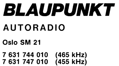 Oslo SM21 ; Blaupunkt Ideal, (ID = 2556324) Car Radio