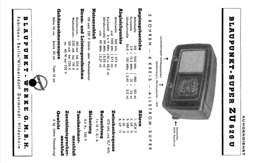 ZU620U; Blaupunkt Ideal, (ID = 2336933) Radio