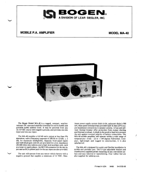 Mobile P.A. Amplifier MA-40; Bogen -Presto, David (ID = 3058738) Ampl/Mixer