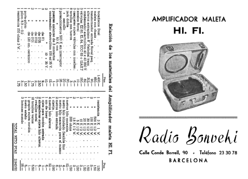 Amplificador Maleta Tocadiscos Hi.FI. 3 válvulas Plato Dual; Bonvehi Radio; (ID = 2402455) R-Player