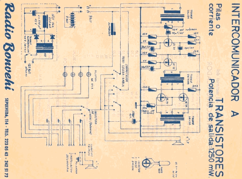Intercomunicador a Transistores ; Bonvehi Radio; (ID = 2583126) Telefonia