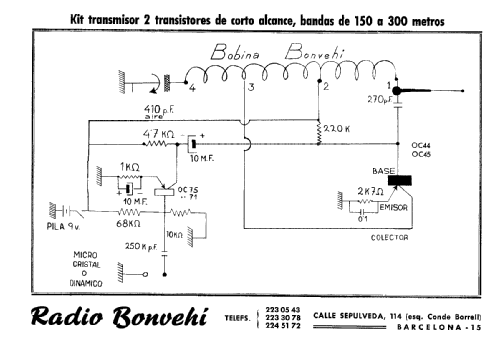 Kit Transmisor OC 2 Transistores ; Bonvehi Radio; (ID = 1882810) Commercial Tr