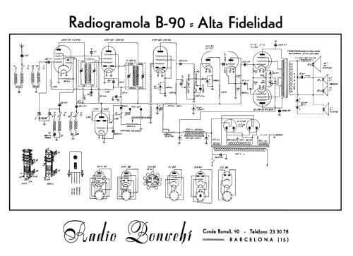 Radiogramola HI-FI B-90 Ch= 9 válvulas; Bonvehi Radio; (ID = 1883215) Radio