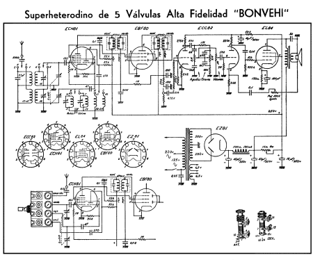 Superheterodino 5 válvulas Alta Fidelidad; Bonvehi Radio; (ID = 2402442) Radio