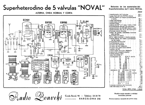 Superheterodino 6 válvulas Noval con Ojo Mágico; Bonvehi Radio; (ID = 2402447) Radio