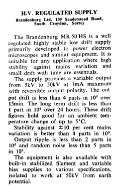 H.V. Regulated Supply MR 50HS; Brandenburgh Ltd.; (ID = 2762783) Fuente-Al