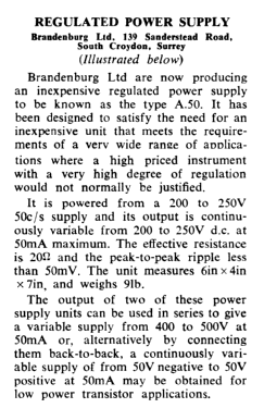 Regulated Power Supply A.50; Brandenburgh Ltd.; (ID = 2727006) Aliment.