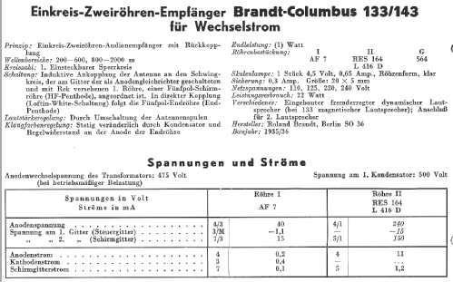 Columbus 133; Brandt Roland Brandt (ID = 13920) Radio