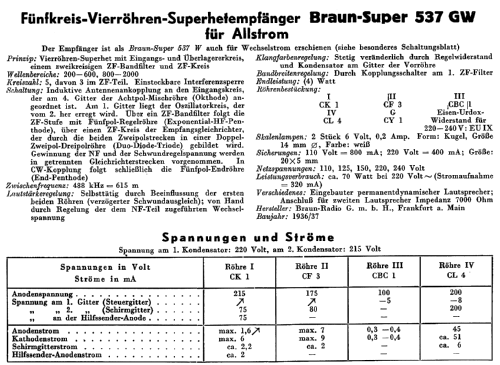 Phono-Super 537GW; Braun; Frankfurt (ID = 276125) Radio