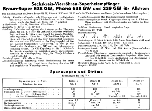 Phono-Super 638GW; Braun; Frankfurt (ID = 277469) Radio