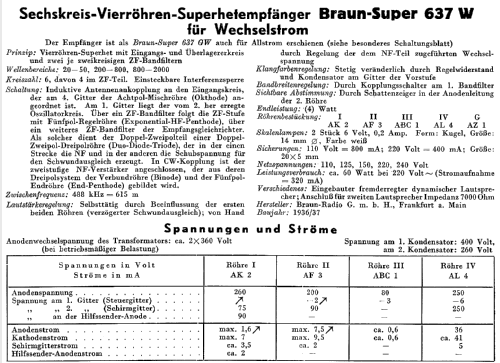 Super 637W; Braun; Frankfurt (ID = 275857) Radio