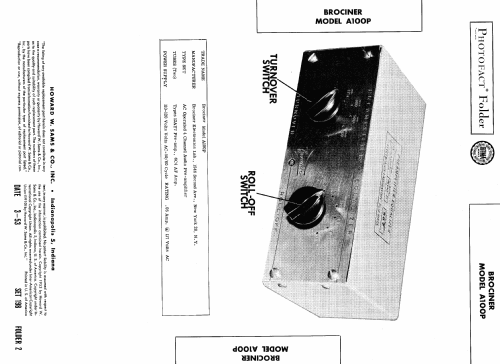 A100P Audio Pre-Amplifier ; Brociner Electronics (ID = 437302) Ampl/Mixer