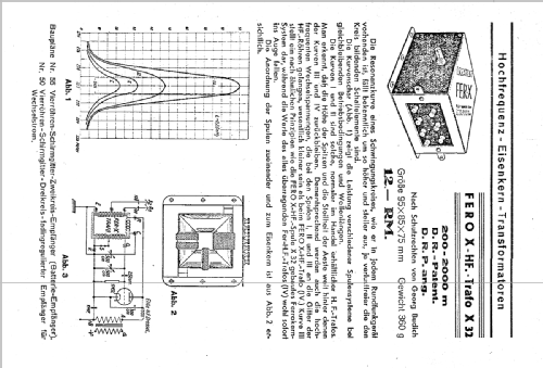 Hochfrequenz-Eisenkern-Transformator FERO X 32; Budich GmbH, Georg; (ID = 1690714) mod-past25