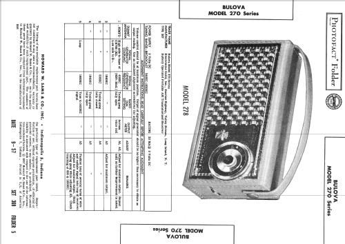 All Transistor 270 Series; Bulova Watch Corp.; (ID = 2428532) Radio