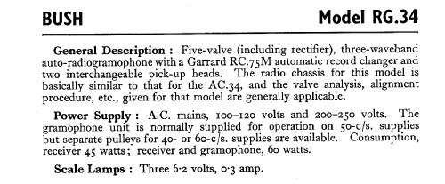 RG34; Bush Radio Ltd.; (ID = 547870) Radio