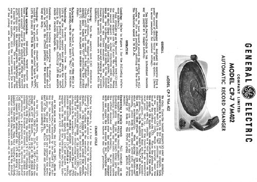 Automatic Record Changer CP-7 VM402; Canadian General (ID = 2182607) R-Player