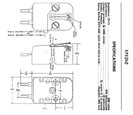 Magnetic Phonograph Cartridge RPX040; Canadian General (ID = 2184095) Radio part