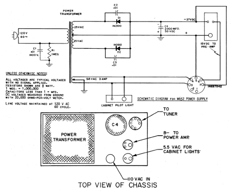 Power Supply Chassis Ch= M652 mod-past25 Canadian General |Radiomuseum.org