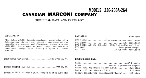 264 1703; Canadian Marconi Co. (ID = 302505) Radio