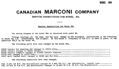 88A ; Canadian Marconi Co. (ID = 2225621) Radio