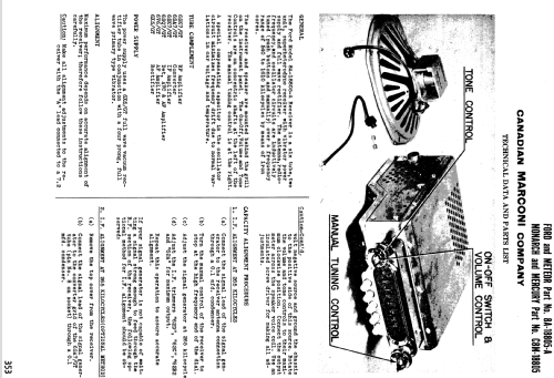 C8M-18805 ; Canadian Marconi Co. (ID = 1194069) Autoradio