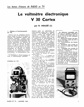 Voltmètre Électronique - Röhrenvoltmeter V30; Cartex, (ID = 3051558) Equipment