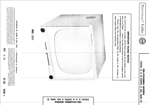 22CX1 Ch= 1601; CBS-Columbia Inc.; (ID = 2657253) Television