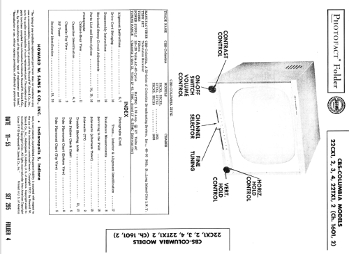 22TX1 Ch= 1601; CBS-Columbia Inc.; (ID = 2657333) Television