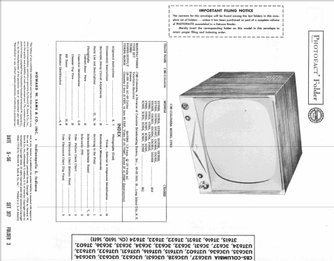 3T615 Ch= 1611; CBS-Columbia Inc.; (ID = 2219356) Television