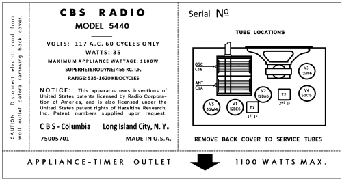 5440 ; CBS-Columbia Inc.; (ID = 3038550) Radio