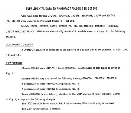 23C39 Ch= 921-94; CBS-Columbia Inc.; (ID = 1821496) Television