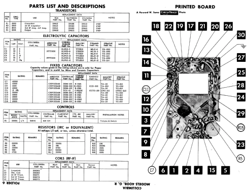 4 Transistor 400G Label code PR-1018; CBS-Columbia Inc.; (ID = 518720) Radio