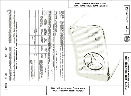 T202 Ch= 216; CBS-Columbia Inc.; (ID = 1989096) Radio