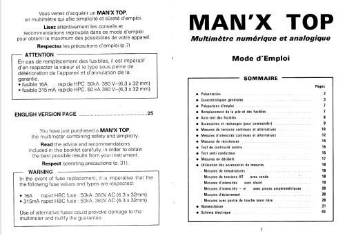 Digital-Analogique Multimeter MAN'X TOP; CdA, Construction d' (ID = 1816703) Equipment