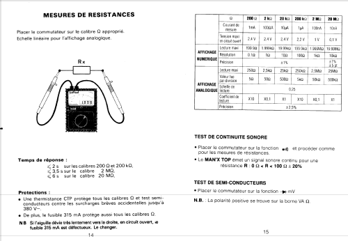 Digital-Analogique Multimeter MAN'X TOP; CdA, Construction d' (ID = 1816709) Equipment