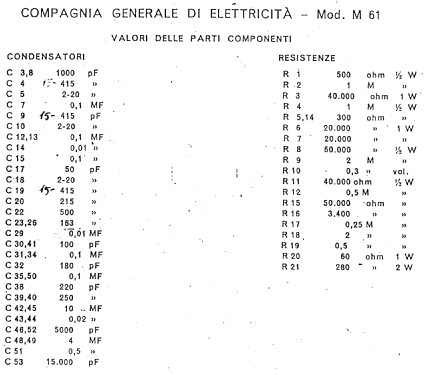 61 ; CGE, Compagnia (ID = 658253) Car Radio