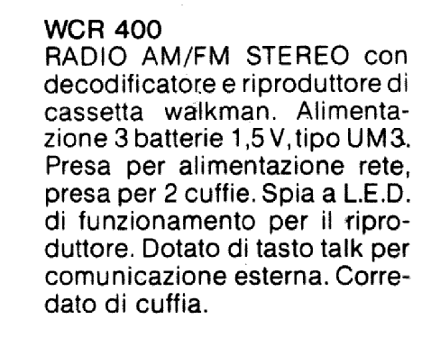 AM/FM Stereo Receiver & Cassette Player WCR 400; CGM elettronica; (ID = 2791326) Radio