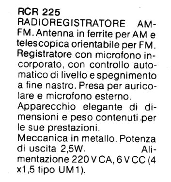 Radioregistratore AM/FM RCR 225; CGM elettronica; (ID = 2790635) Radio