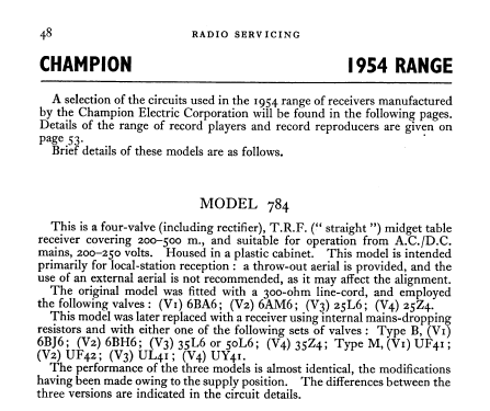 Champion TRF784; Champion Electric, (ID = 341229) Radio